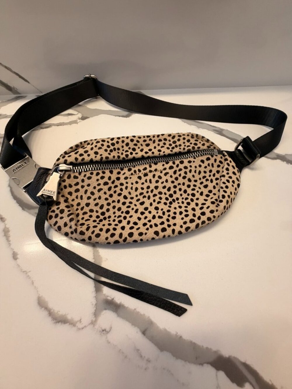 Aimee Kestenberg Milan Belt Bag Oat Cheetah Haircalf Glove Tanned Leather